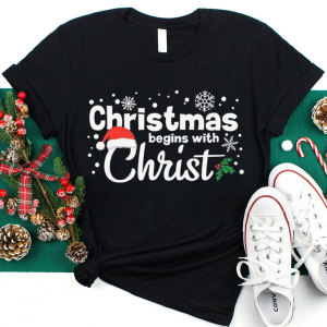 Image of Christmas Begins with Christ T-Shirt