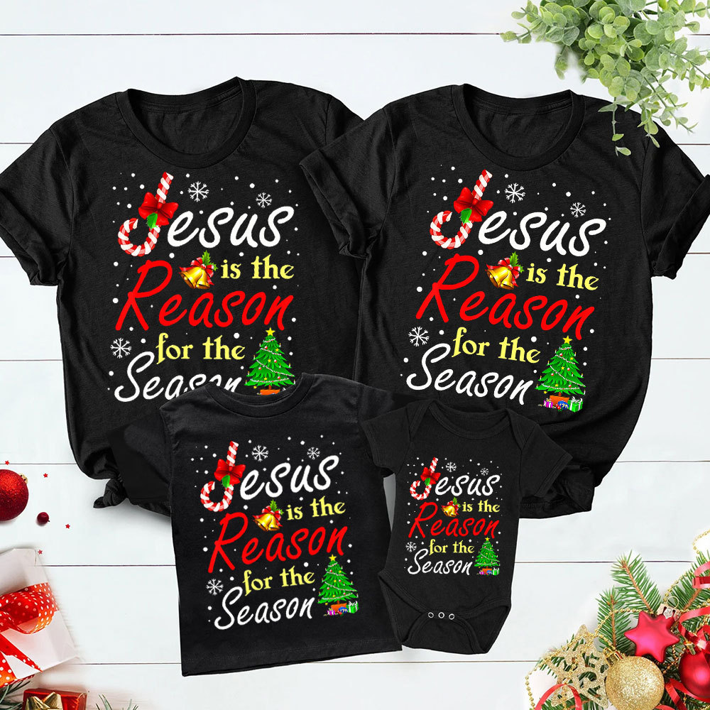 Jesus the Reason for the Season Christian Christmas Family Matching Shirts Sale - GuidingCross