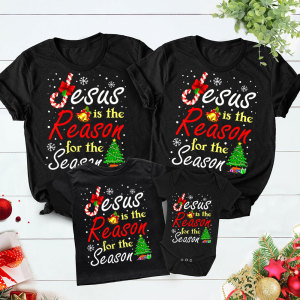 Image of Jesus the Reason for the Season Christian Christmas Family Matching Shirts