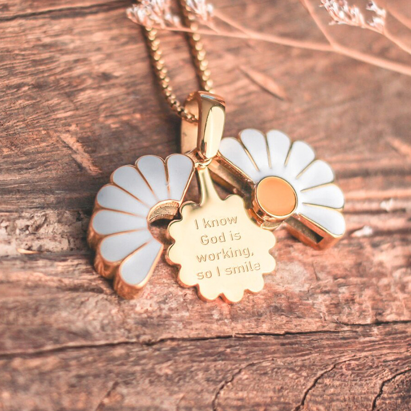 Hidden Message Daisy Locket Necklace Christian Jewelry