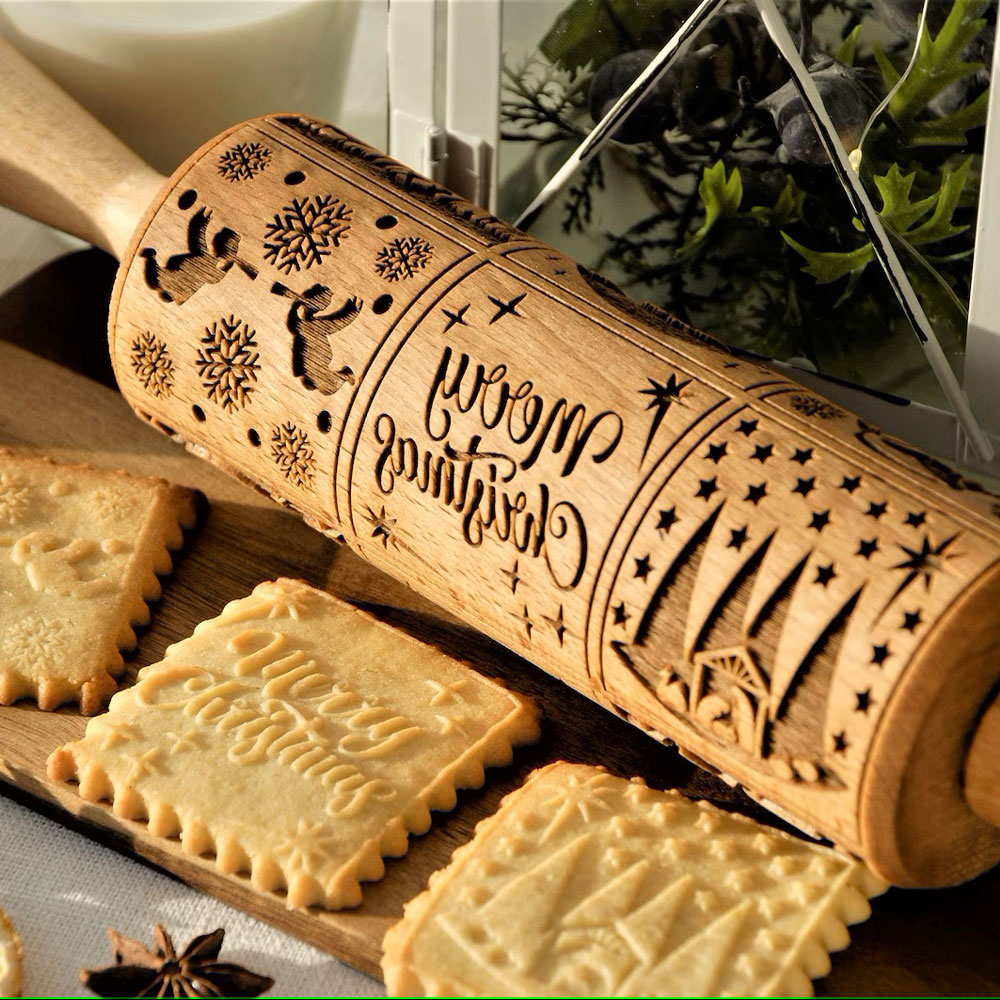 Nativity Engraved Christmas Cookies Rolling Pin