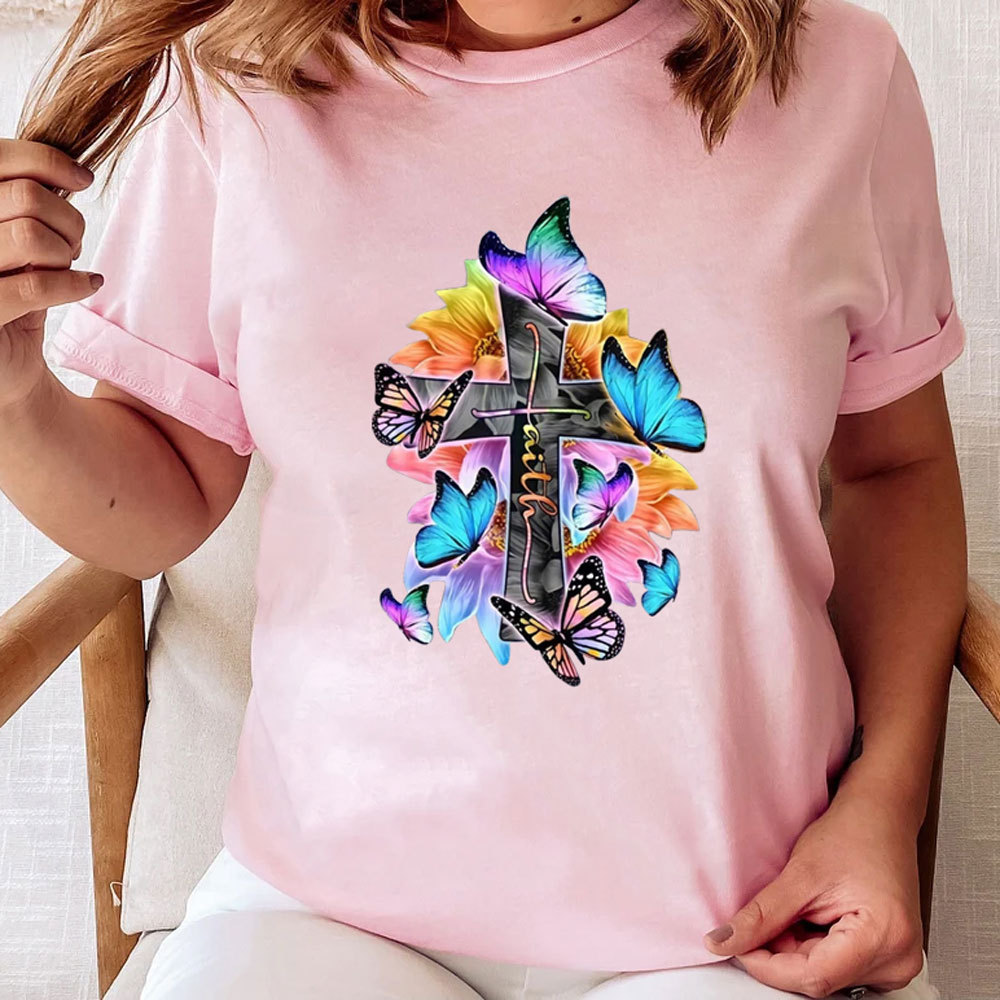 Faith Cross Butterfly Christian Shirt