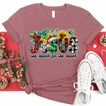 Jesus Is the Reason For the Season Sunflower Faith Christmas T-Shirt