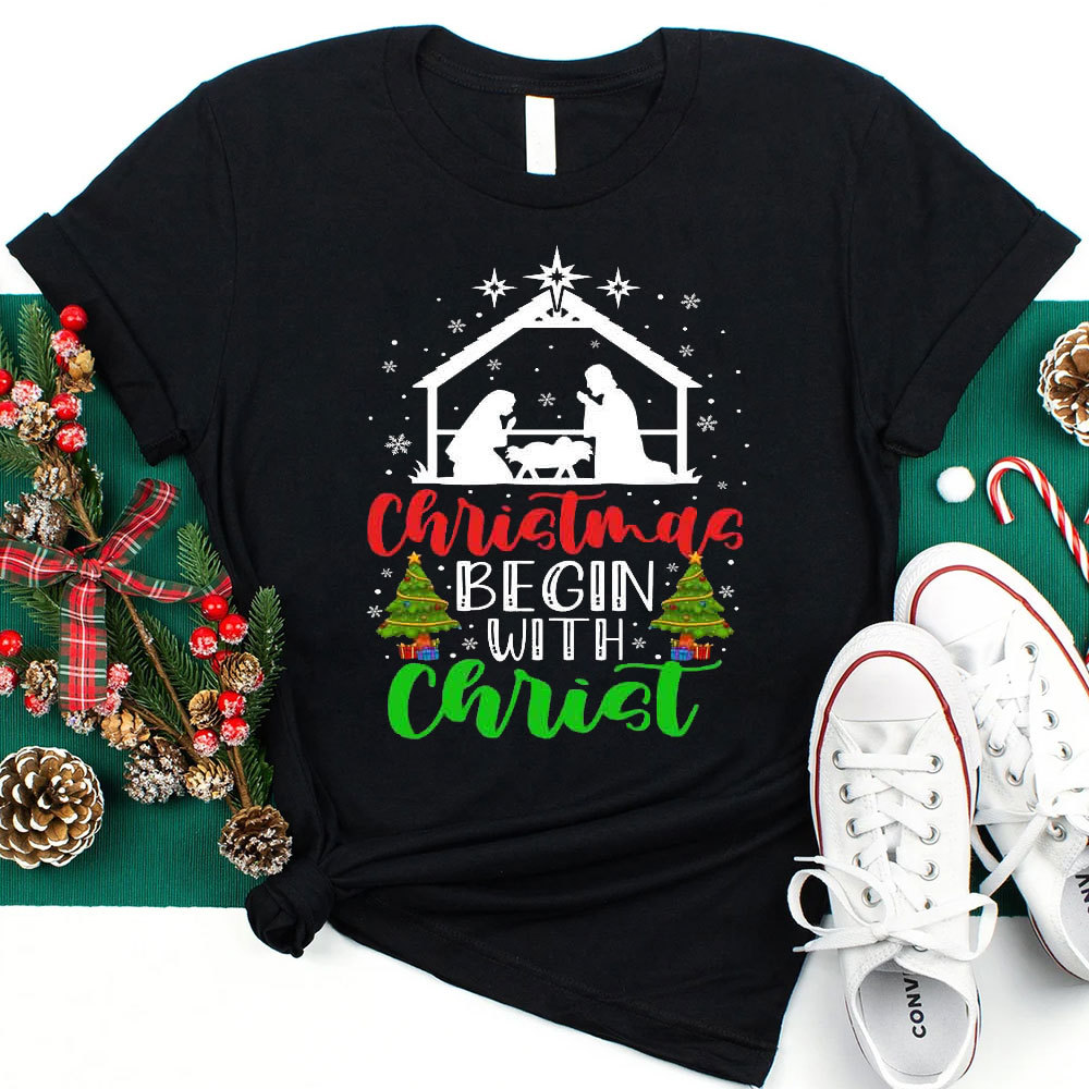 Christmas Begins with Christ Unisex Shirt