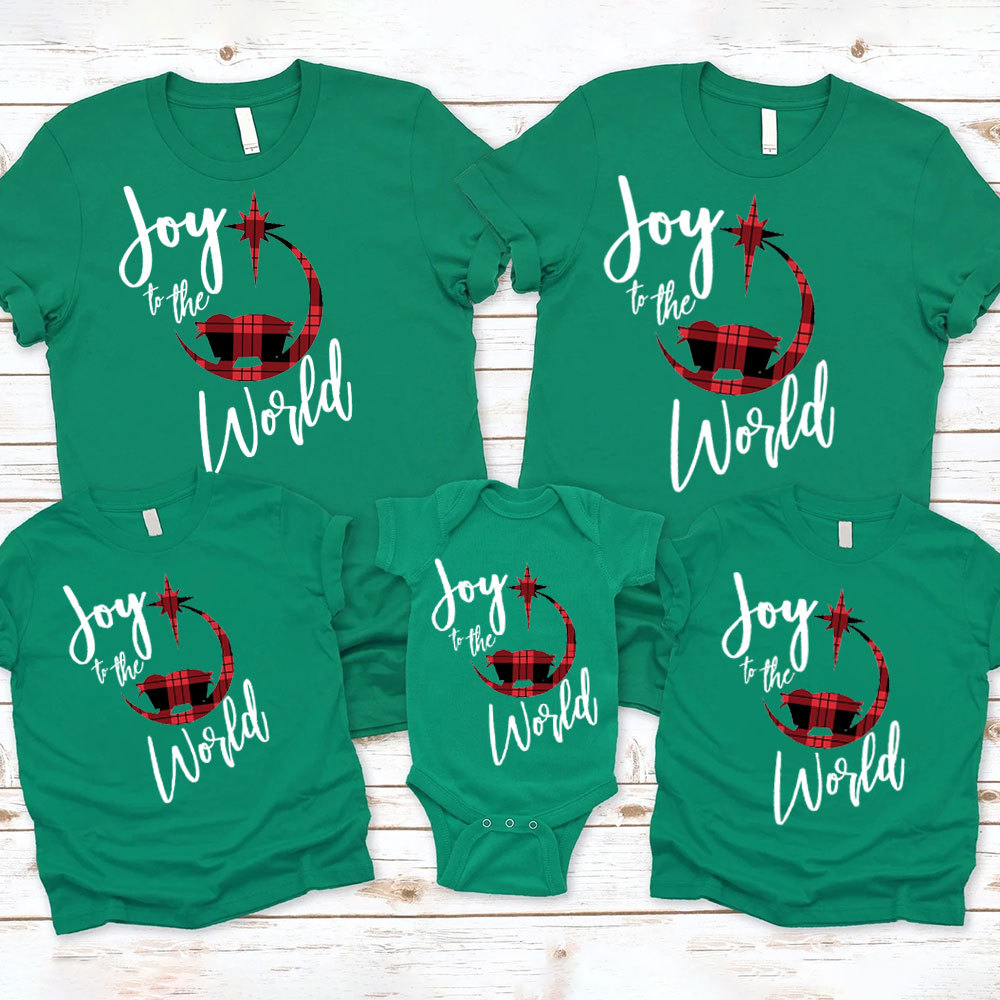 Joy to the World Nativity Christmas Family Matching Shirts