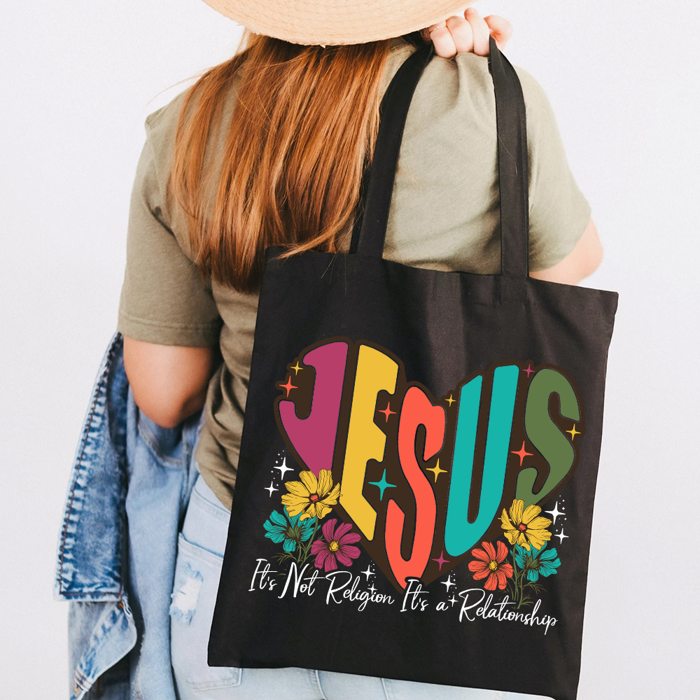 Jesus It’s Not Religion It’s a Relationship Canvas Tote Bag