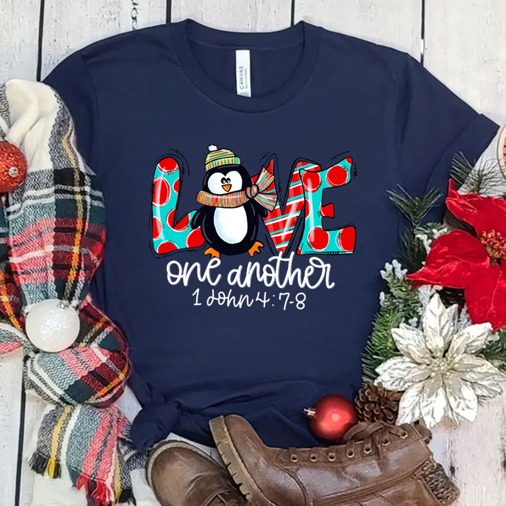 Love One Another Penguin Christmas T-Shirt