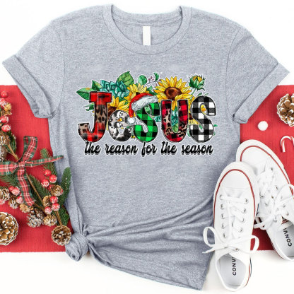 Jesus Is the Reason For the Season Sunflower Faith Christmas T-Shirt