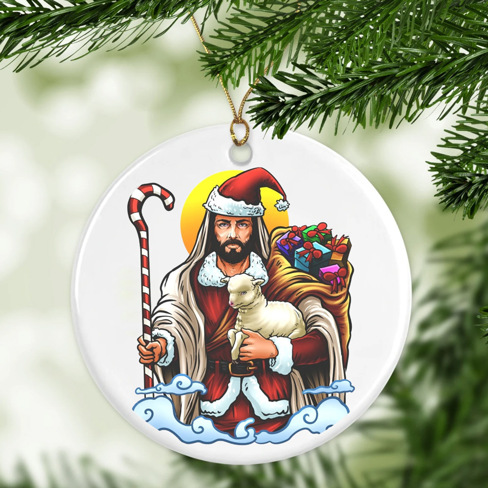 Santa Jesus Christmas Ornament