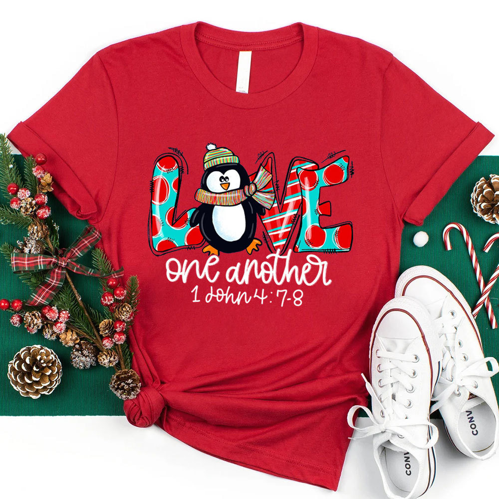 Love One Another Penguin Christmas T-Shirt