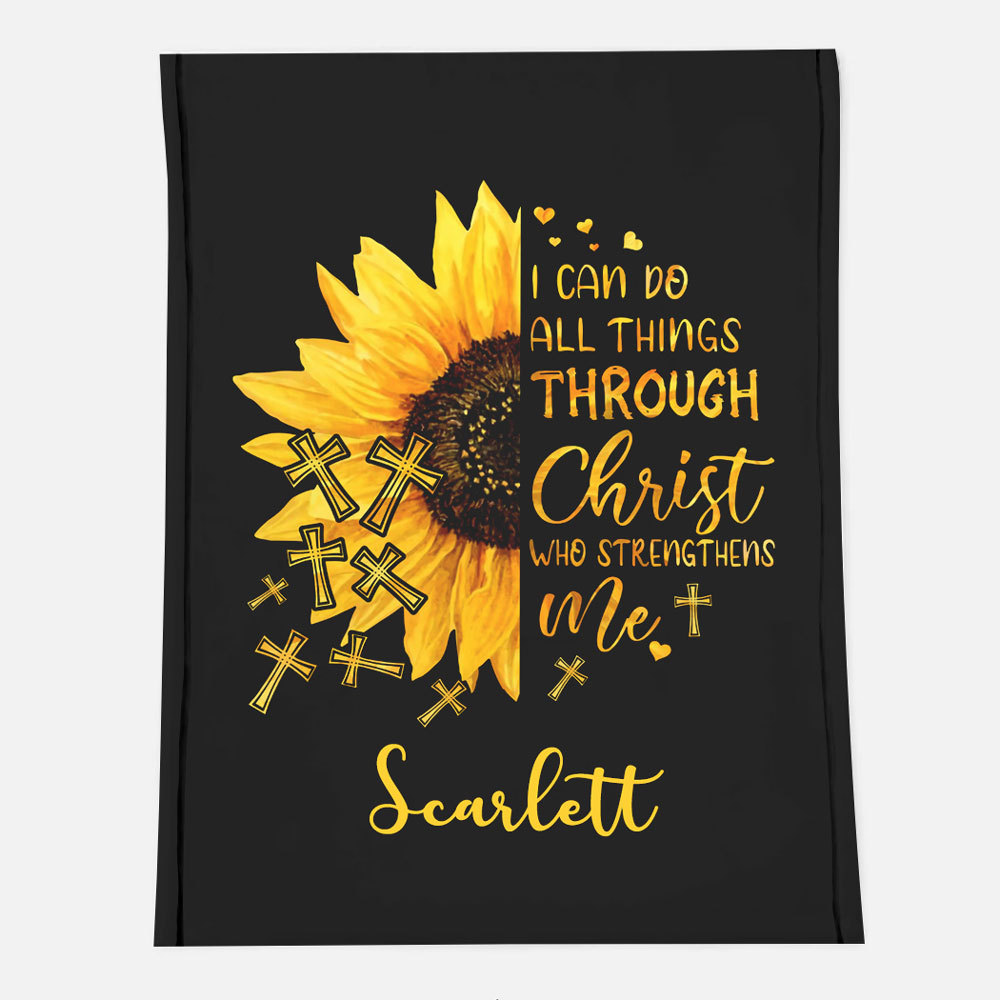I Can Do All Things Through Christ Custom Name Blanket