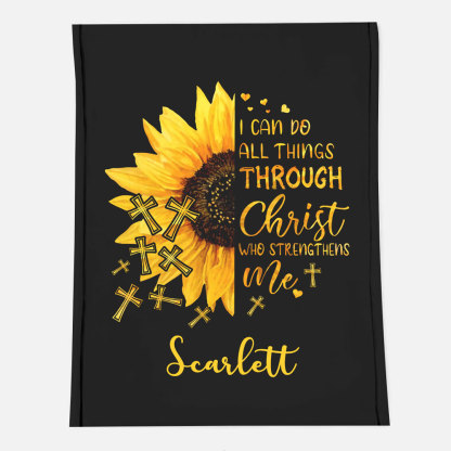 I Can Do All Things Through Christ Custom Name Blanket