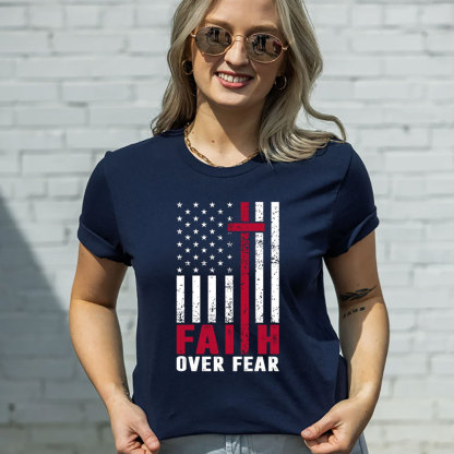 Faith over Fear American Flag Christian T-Shirt