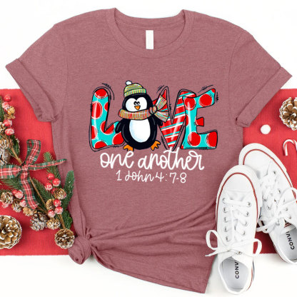 Love One Another Penguin Christmas T-Shirt