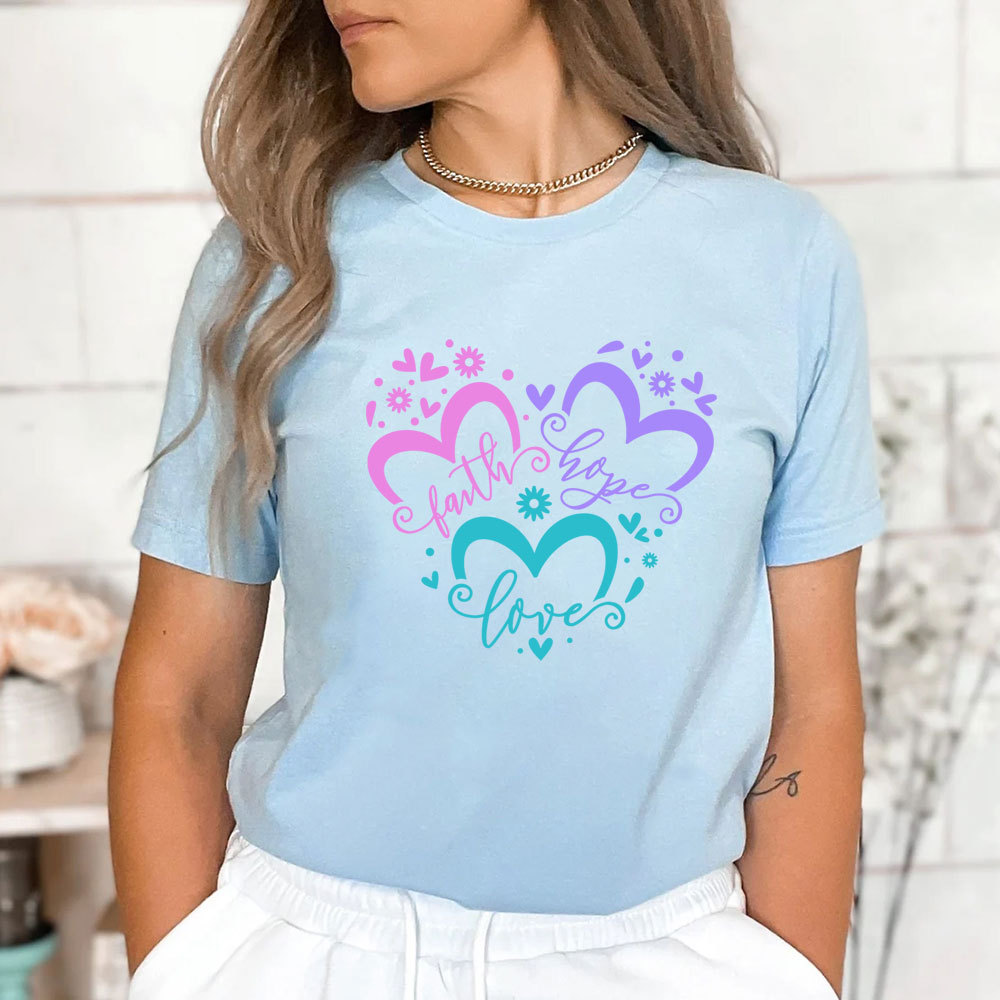 Faith Love Hope Heart Christian Shirt