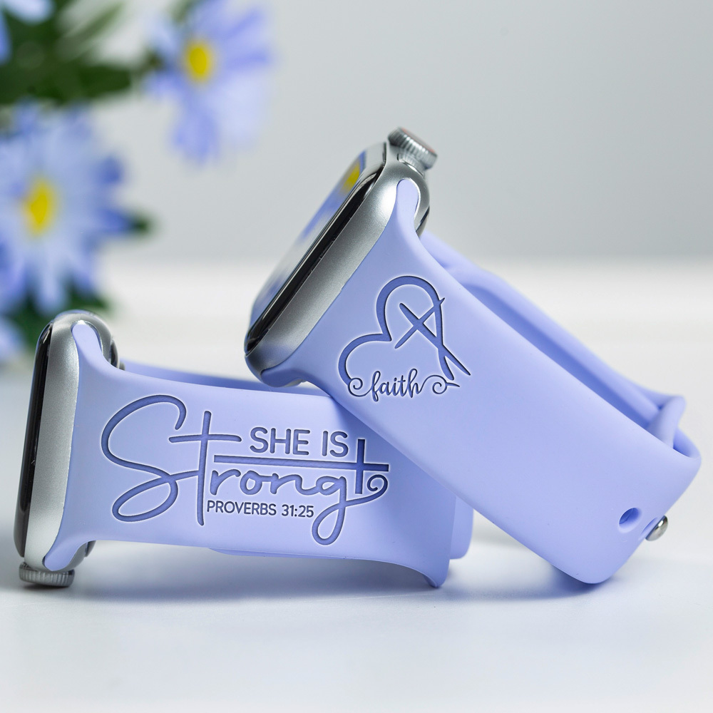 She Is Strong Faith Engraved Watch Band for Apple, Fitbit and Samsung