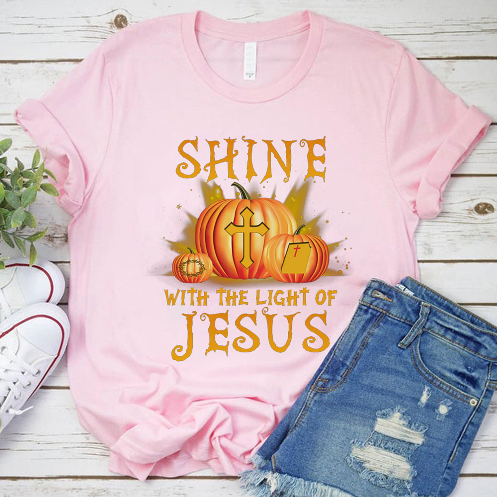 Shine with the Light of Jesus Halloween Pumpkin T-Shirt
