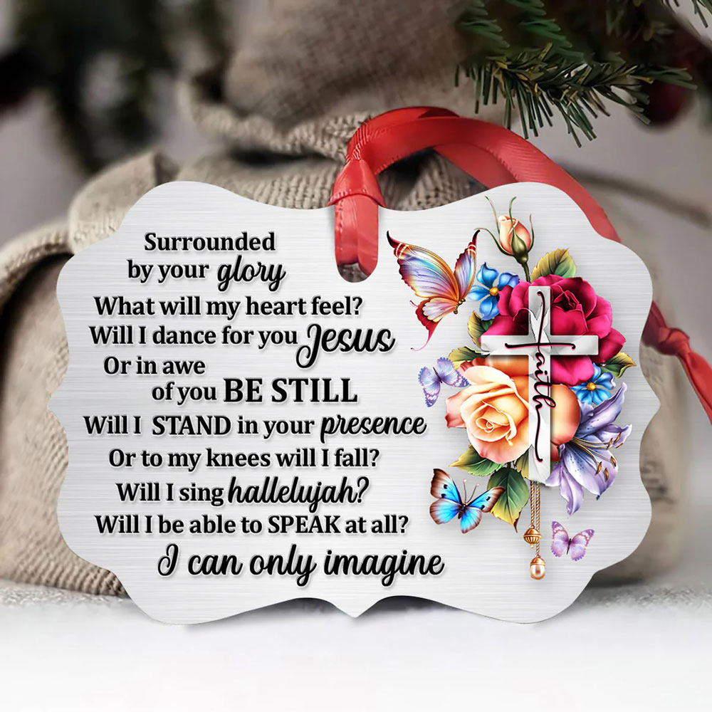 I Still Believe in Amazing Grace Floral Cross Christmas Ornament
