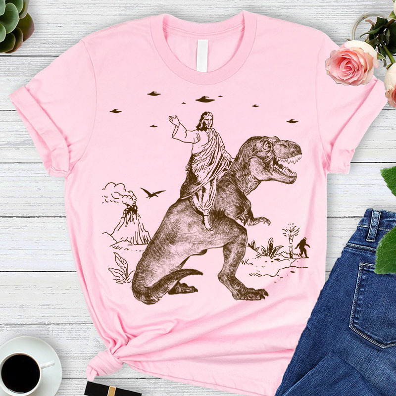Jesus Riding Dinosaur T-Shirt