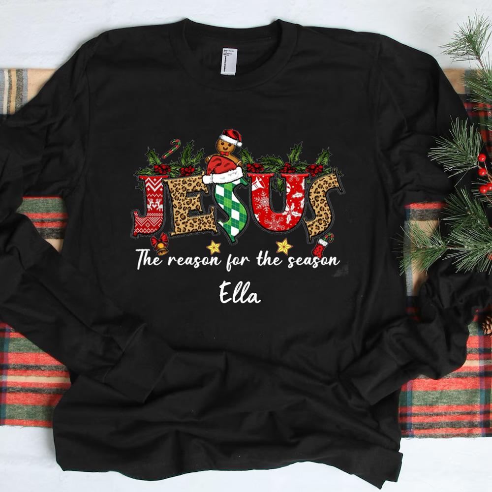 Personalized Jesus Is the Reason Christmas Long Sleeve T-Shirt