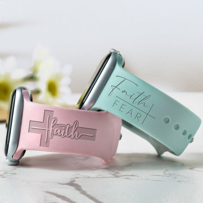 Faith Over Fear Engraved Watch Band