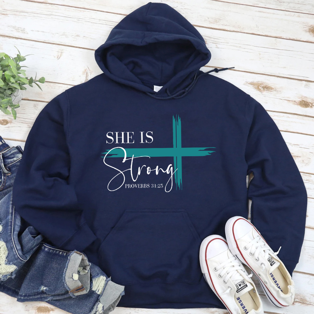 She Is Strong Cross Hoodie