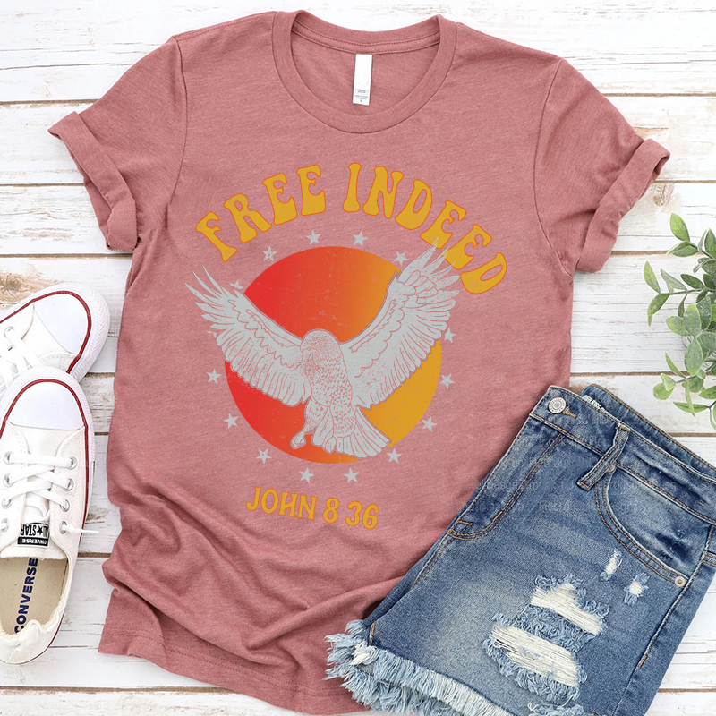 Free Indeed John 8:36 Christian T-Shirt