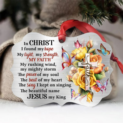 In Christ I Found My Hope Floral Cross Aluminium Ornament