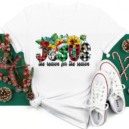Jesus Is the Reason For the Season Sunflower Faith Christmas T-Shirt