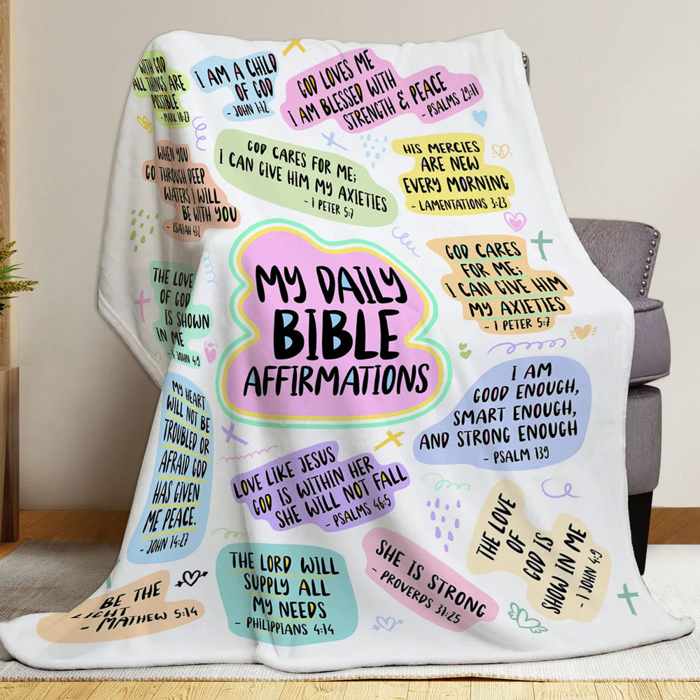Christian Bible Verse Affirmations Throw Blanket