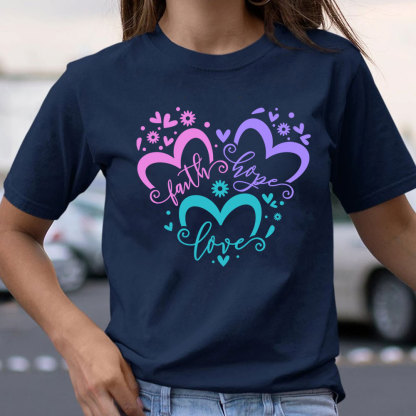 Faith Love Hope Heart Christian Shirt