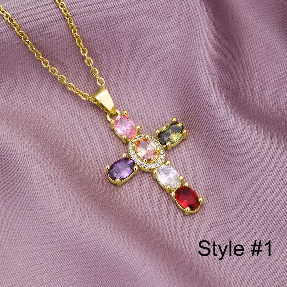 Zircon Cross Necklace 