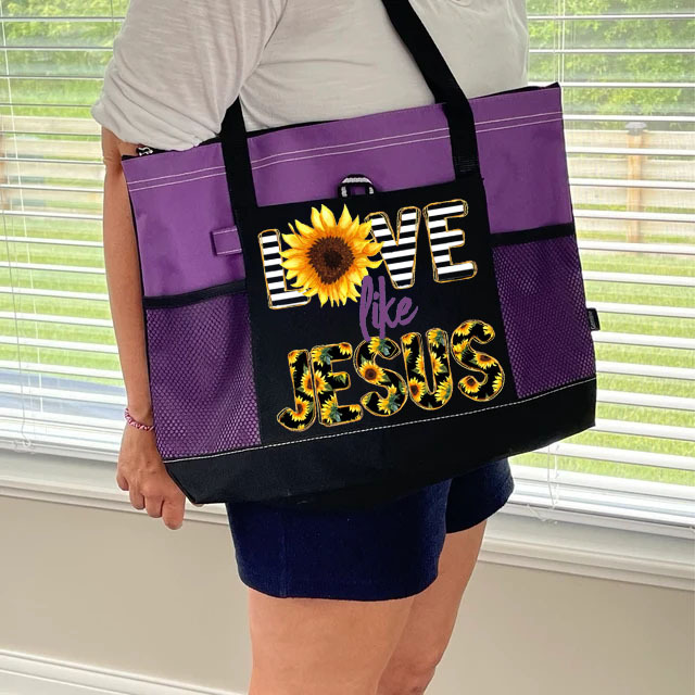 Love Like Jesus Sunflower Tote Bag