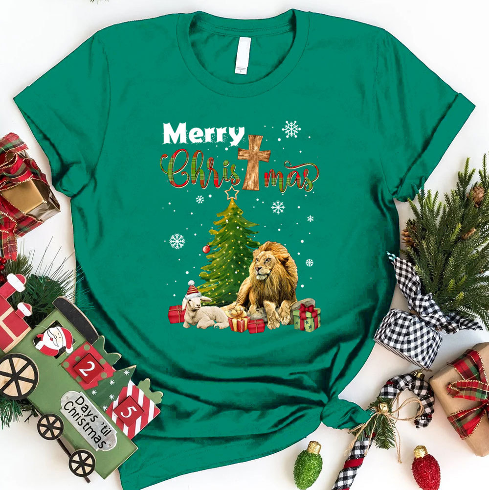 Merry Christmas Jesus, Lion and Lamb Christmas Shirt
