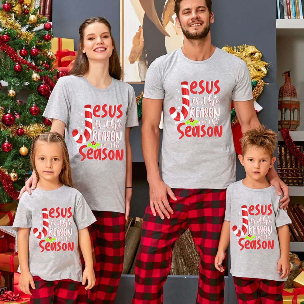 Jesus Is the Reason for the Season Christian Christmas Family Matching Shirts