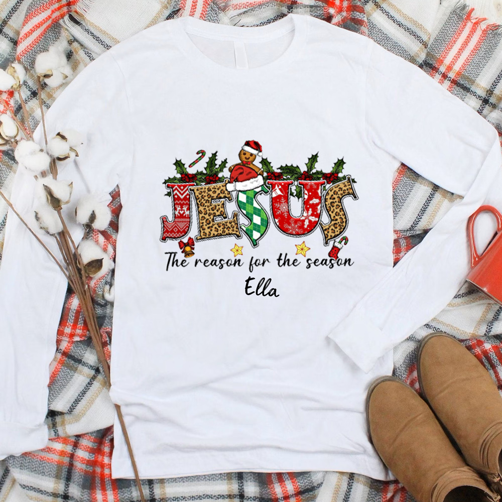 Personalized Jesus Is the Reason Christmas Long Sleeve T-Shirt