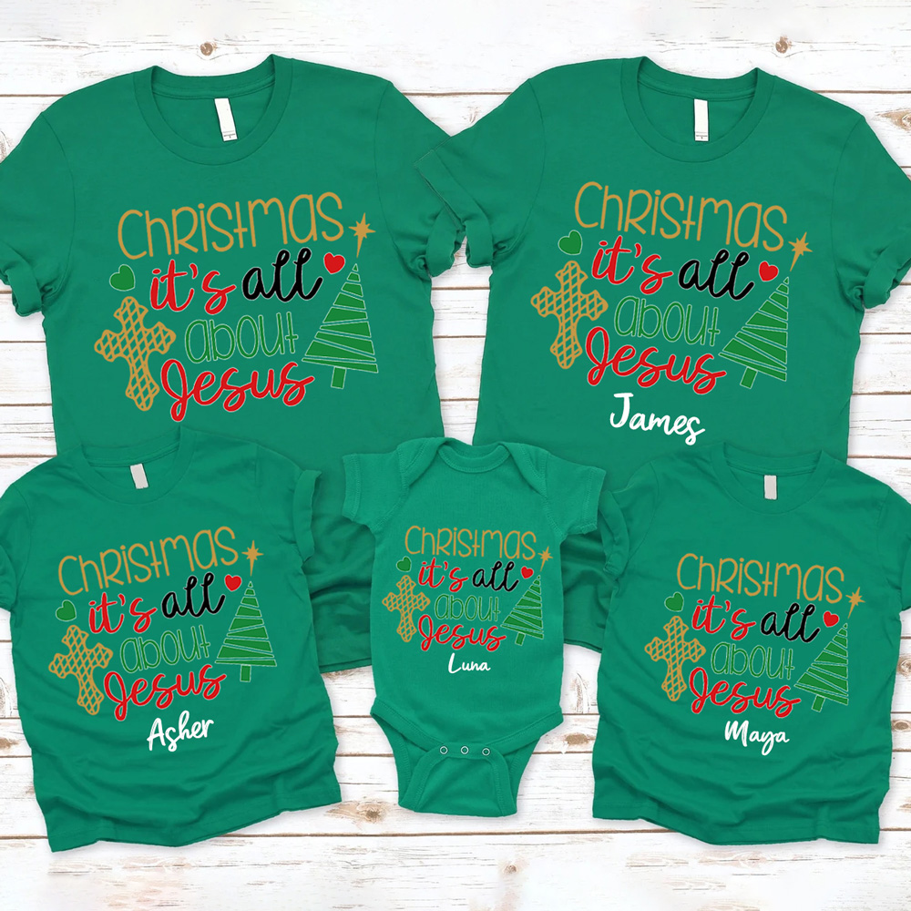 Christmas It's All About Jesus Family Matching Shirts