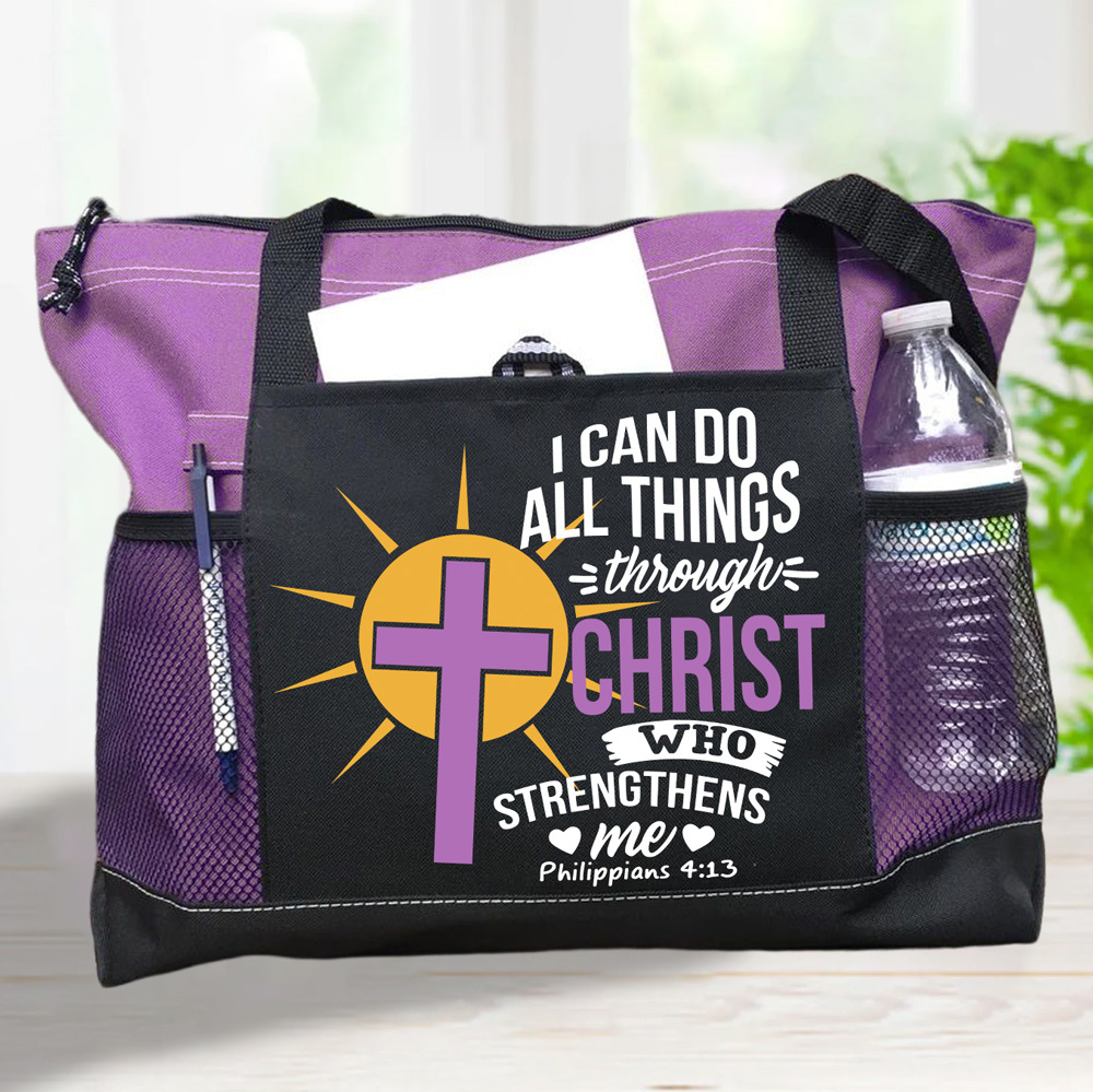 I Can Do All Things Through Christ Who Strengthens Me Guiding Cross Tote Bag