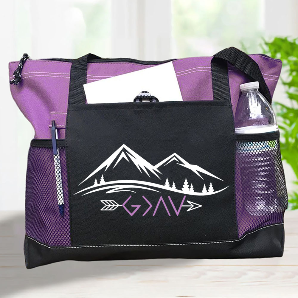 God Is Greater than the Highs and Lows Christian Tote Bag