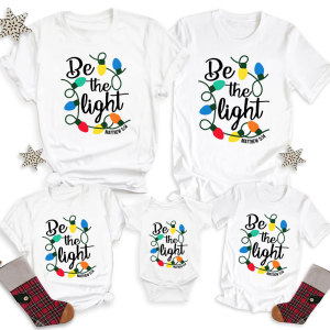 Image of Be the Light Christmas Family Matching Shirts