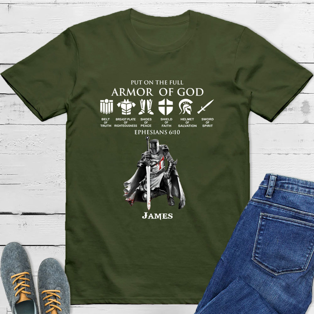 Personalized Put on the Full Armor of God Christian T-Shirt