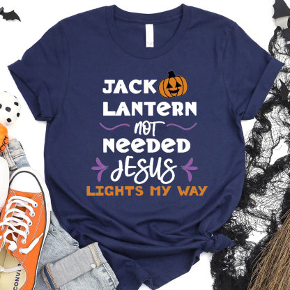 Jack O Lantern Not Needed Jesus Lights My Way Shirt