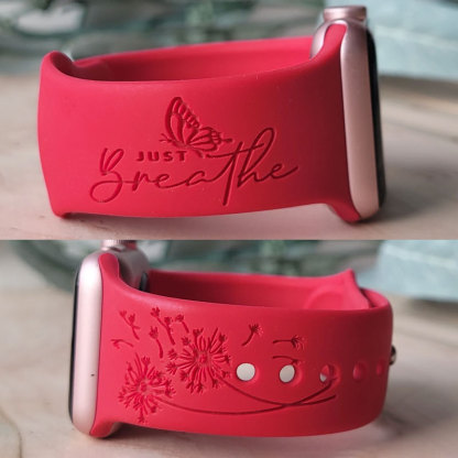 Just Breathe Butterfly Engraved Watch Band for Apple, Fitbit and Samsung