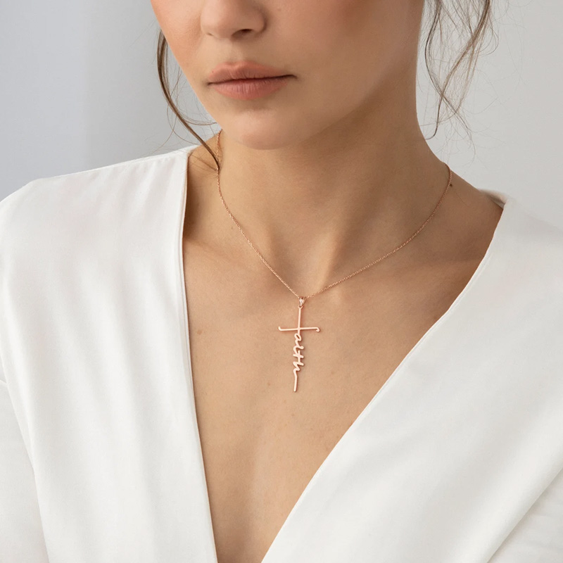 Faith Cross Necklace Dainty Religion Necklace