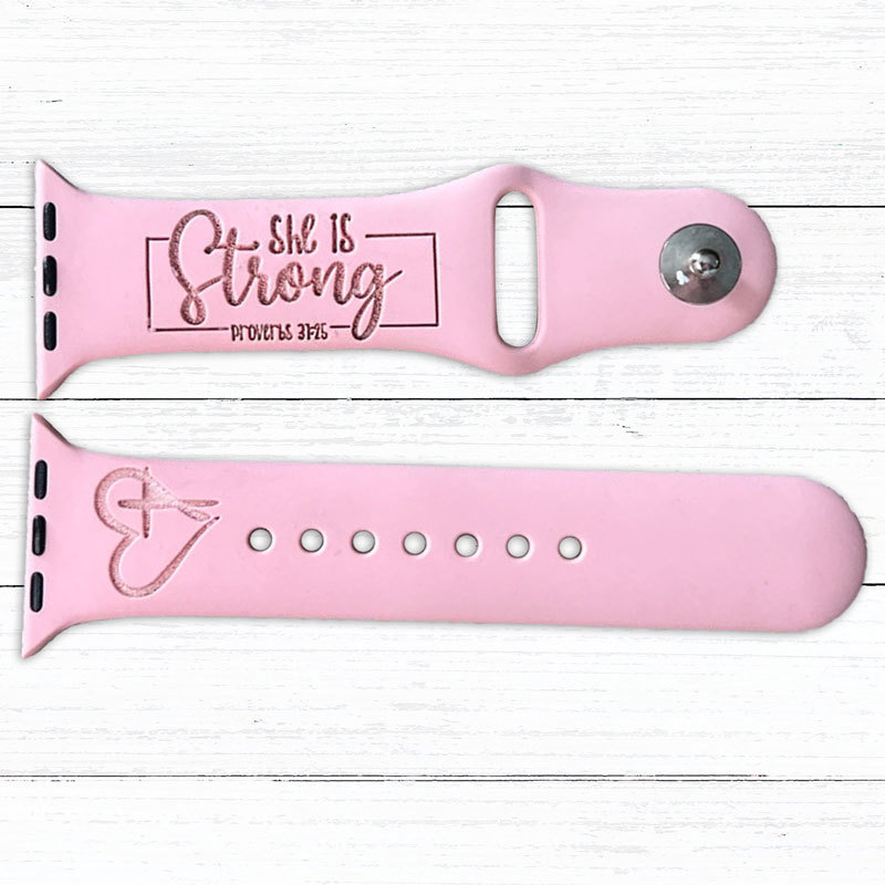 She Is Strong Engraved Christian Watch Band for Apple, Fitbit and Samsung