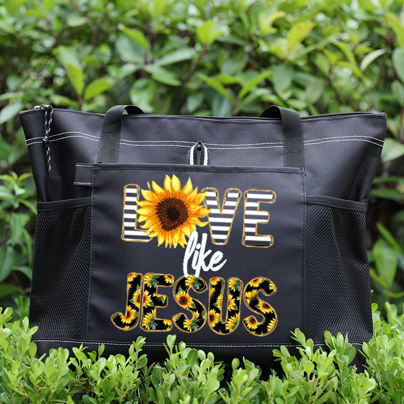 Love Like Jesus Sunflower Tote Bag