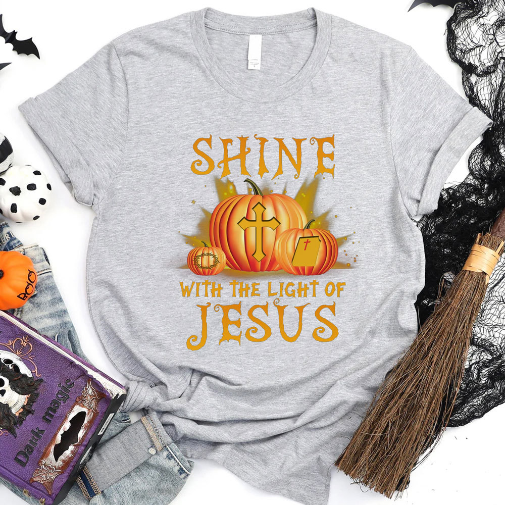 Shine with the Light of Jesus Halloween Pumpkin T-Shirt