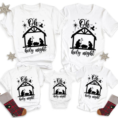 Oh Holy Night Christmas Family Matching Shirts