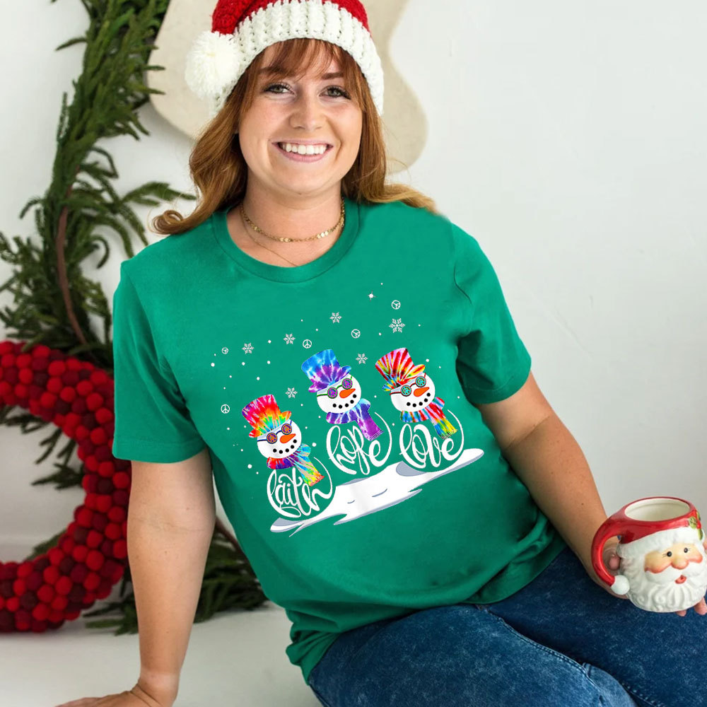 Christmas Faith Hope Love Snowman Shirt