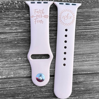Personalized Faith Over Fear Engraved Watch Band